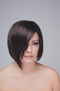 Brunette bob on model