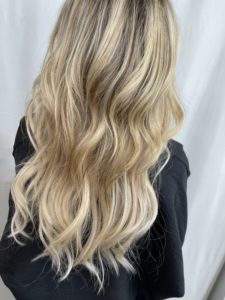 Beautiful blonde highlights after hair color correction